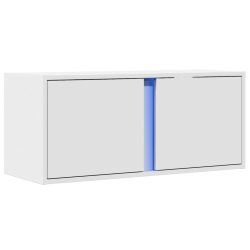 Ścienna szafka TV z LED, biała, 80x31x35 cm