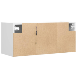 Ścienna szafka TV z LED, biała, 80x31x35 cm