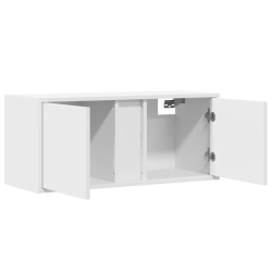 Ścienna szafka TV z LED, biała, 80x31x35 cm
