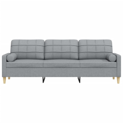 3-osobowa sofa z poduszkami, jasnoszara, 210 cm, obita tkaniną