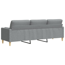 3-osobowa sofa z poduszkami, jasnoszara, 210 cm, obita tkaniną