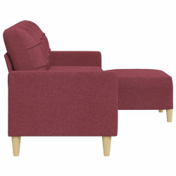 3-osobowa sofa z podnóżkiem winna czerwień 210 cm, tkaniną