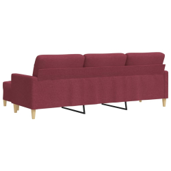 3-osobowa sofa z podnóżkiem winna czerwień 210 cm, tkaniną