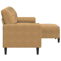 3-osobowa sofa z podnóżkiem, brązowy, 180 cm, aksamit