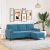 3-osobowa sofa z podnóżkiem, niebieska, 180 cm, aksamit