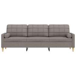 3-osobowa sofa z poduszkami, taupe, 210 cm, obita tkaniną