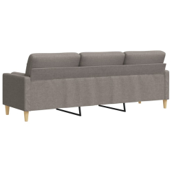 3-osobowa sofa z poduszkami, taupe, 210 cm, obita tkaniną