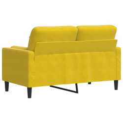 2-osobowa sofa z poduszkami, żółta, 120 cm, aksamit