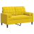 2-osobowa sofa z poduszkami, żółta, 120 cm, aksamit