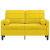 2-osobowa sofa z poduszkami, żółta, 120 cm, aksamit