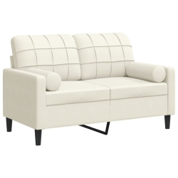 2-osobowa sofa z poduszkami, kremowa, 120 cm, aksamit