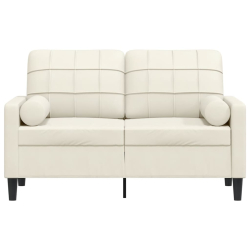2-osobowa sofa z poduszkami, kremowa, 120 cm, aksamit