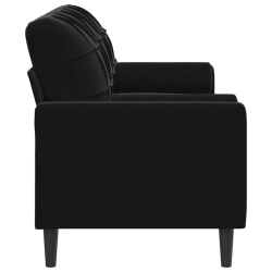 3-osobowa sofa z poduszkami, czarna, 180 cm, aksamit
