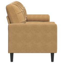 3-osobowa sofa z poduszkami, brązowa, 180 cm, aksamit