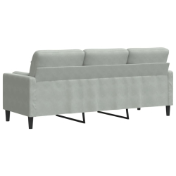 3-osobowa sofa z poduszkami, jasnoszara, 180 cm, aksamit
