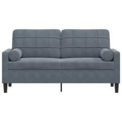 2-osobowa sofa z poduszkami, ciemnoszara, 140 cm, aksamit