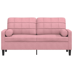 2-osobowa sofa z poduszkami, różowa, 140 cm, aksamit