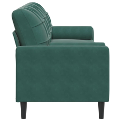 3-osobowa sofa z poduszkami, ciemnozielona, 210 cm, aksamit