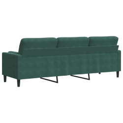 3-osobowa sofa z poduszkami, ciemnozielona, 210 cm, aksamit