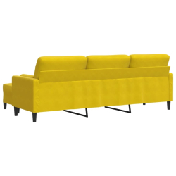 3-osobowa sofa z podnóżkiem, żółta, 210 cm, obita aksamitem