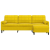 3-osobowa sofa z podnóżkiem, żółta, 210 cm, obita aksamitem