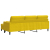 3-osobowa sofa z podnóżkiem, żółta, 210 cm, obita aksamitem