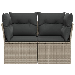 Sofa ogrodowa z poduszkami, 2-osobowa, jasnoszara, polirattan