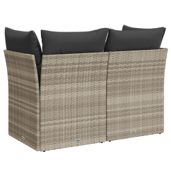 Sofa ogrodowa z poduszkami, 2-osobowa, jasnoszara, polirattan