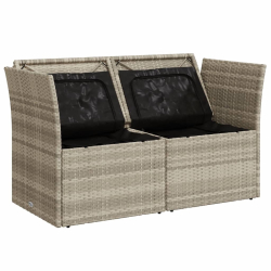 Sofa ogrodowa z poduszkami, 2-osobowa, jasnoszara, polirattan
