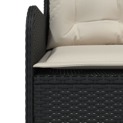 Narożna sofa ogrodowa z poduszkami, czarny polirattan