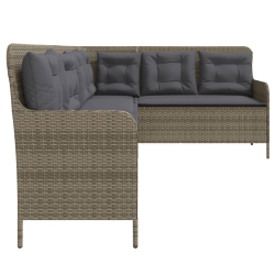Narożna sofa ogrodowa z poduszkami, szara, polirattan