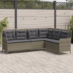 Narożna sofa ogrodowa z poduszkami, szara, polirattan