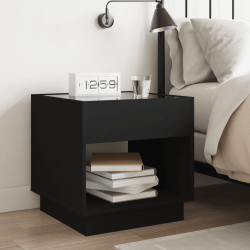 Stolik nocny z LED Infinity, czarny, 50x50x50 cm