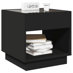 Stolik nocny z LED Infinity, czarny, 50x50x50 cm