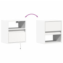Ścienna szafka TV z LED, biała, 41x31x45 cm