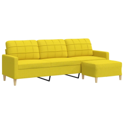 Sofa 3-osobowa, jasnożółta, 210 cm, tapicerowana tkaniną