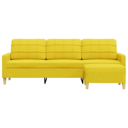 Sofa 3-osobowa, jasnożółta, 210 cm, tapicerowana tkaniną