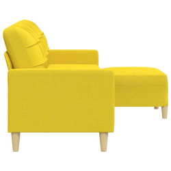 Sofa 3-osobowa, jasnożółta, 210 cm, tapicerowana tkaniną