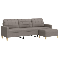 3-osobowa sofa z podnóżkiem, kolor taupe, 210 cm, tkaniną