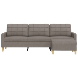 3-osobowa sofa z podnóżkiem, kolor taupe, 210 cm, tkaniną