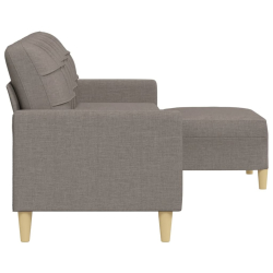 3-osobowa sofa z podnóżkiem, kolor taupe, 210 cm, tkaniną