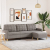 3-osobowa sofa z podnóżkiem, kolor taupe, 210 cm, tkaniną