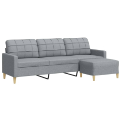 3-osobowa sofa z podnóżkiem, jasnoszary, 210 cm, tkaniną