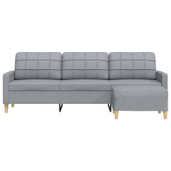 3-osobowa sofa z podnóżkiem, jasnoszary, 210 cm, tkaniną