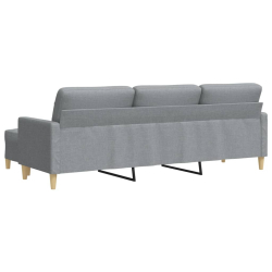 3-osobowa sofa z podnóżkiem, jasnoszary, 210 cm, tkaniną