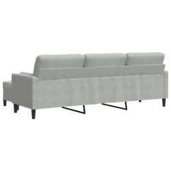 3-osobowa sofa z podnóżkiem, jasnoszary, 210 cm, aksamit