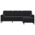 3-osobowa sofa z podnóżkiem, czarna, 210 cm, aksamit