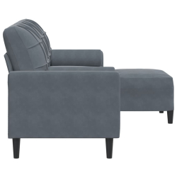 3-osobowa sofa z podnóżkiem, ciemnoszary, 180 cm, aksamit