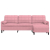 3-osobowa sofa z podnóżkiem, różowy, 210 cm, aksamit