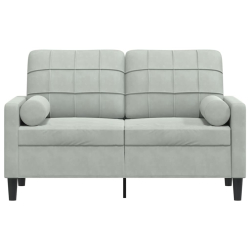 2-osobowa sofa z poduszkami, jasnoszara, 120 cm, aksamit